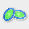 Longmire Sterling Silver Double Oval Pale Blue & Green Enamel Cufflinks