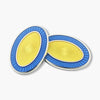 Longmire Sterling Silver Double Oval Pale Blue & Yellow Enamel Cufflinks