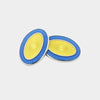 Longmire Sterling Silver Double Oval Pale Blue & Yellow Enamel Cufflinks