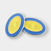 Longmire Sterling Silver Double Oval Pale Blue & Yellow Enamel Cufflinks