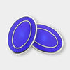 Longmire Sterling Silver Double Oval Royal Blue Enamel Cufflinks