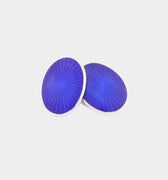 Longmire Sterling Silver Starburst Blue Enamel Cufflinks