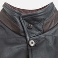 Marine Blue Leather Button - Up Gilet