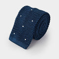 Marine Blue & White Spot Knitted Silk Tie