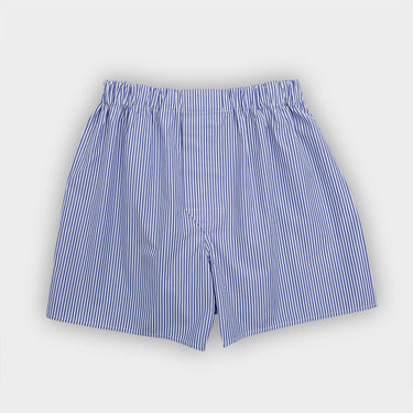 Mid Blue Bengal Stripe Cotton Boxer Shorts