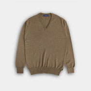 Mid Brown V - Neck Cashmere Sweater