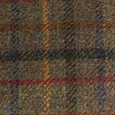 Moss Green, Yellow, Red, Green & Orange Check Wool Tweed Flat Cap