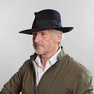 Navy Blue Poet Fedora