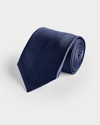 Navy Herringbone Silk Tie