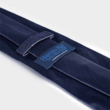 Navy Herringbone Silk Tie