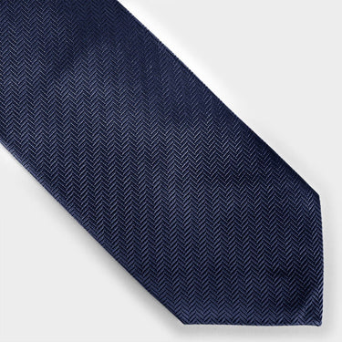 Navy Herringbone Silk Tie