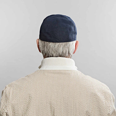 Navy Hopsack Linen Baseball Cap