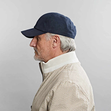 Navy Hopsack Linen Baseball Cap