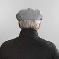 Navy Micro Herringbone Cotton & Linen Gatsby Cap