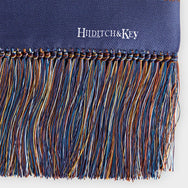 Navy & Orange Paisley Printed Silk Scarf