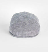 Navy Plain Micro Herringbone Cotton & Linen Mix Toni Cap