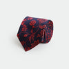 Navy & Red Elaborate Floral Woven Silk Tie