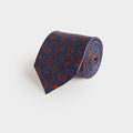 Navy & Red Small Paisley Motif Printed Silk Tie