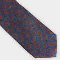 Navy & Red Small Paisley Motif Printed Silk Tie