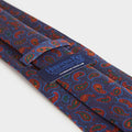 Navy & Red Small Paisley Motif Printed Silk Tie