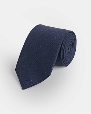 Navy Self - Spot Wool & Silk Blend Tie