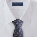 Navy Small Paisley Motif Printed Silk Tie
