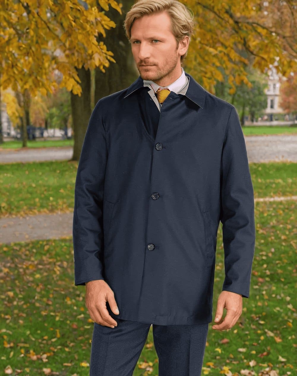 Navy & Tan Ledro Silk & Cashmere Reversible Coat