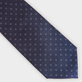 Navy & White Daisy Motif Printed Silk Tie