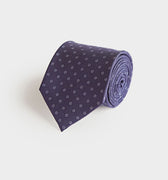 Navy & White Daisy Motif Printed Silk Tie
