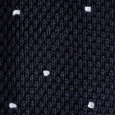 Navy & White Spot Knitted Cashmere Tie