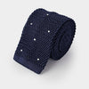 Navy & White Spot Knitted Silk Tie