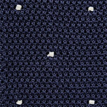 Navy & White Spot Knitted Silk Tie