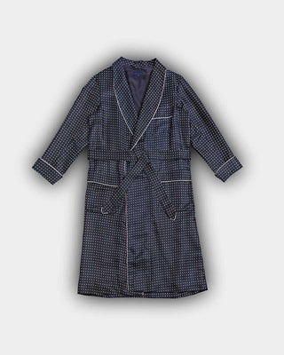 Navy & White Spot Silk Gown
