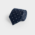 Navy & White Spot Silk Tie