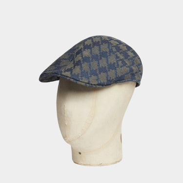Navy With Large Houndstooth Cotton Roma Cap