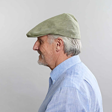 Olive Linen Flat Cap