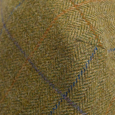 Olive Square Check Herringbone Wool Flat Cap