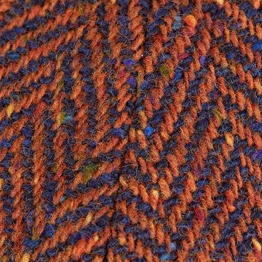 Orange Large Herringbone Donegal Tweed Pure Wool Gatsby Cap