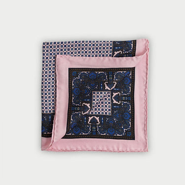 Pink Miniature Floral Mosaic Silk Pocket Square