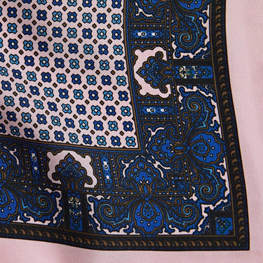 Pink Miniature Floral Mosaic Silk Pocket Square