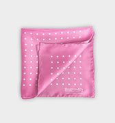 Pink & White Medium Spot Silk Pocket Square
