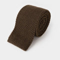 Plain Brown Knitted Cashmere Tie