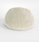 Plain Cream Linen Flat Cap