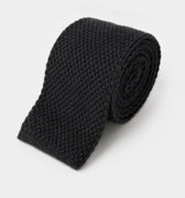 Plain Dark Nero Knitted Cashmere Tie