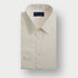 Plain Ivory Cotton Poplin Shirt with Classic Collar & Two Button Cuff