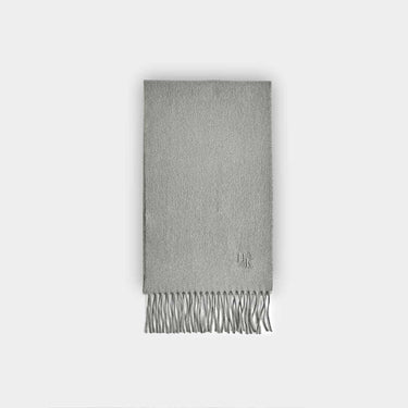 Plain Light Grey Narrow Width Pure Cashmere Scarf