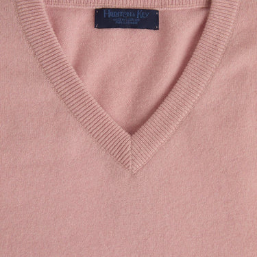 Plain Light Pink 2 - Ply Cashmere V - Neck Sweater