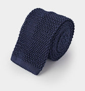 Plain Marine Knitted Silk Tie