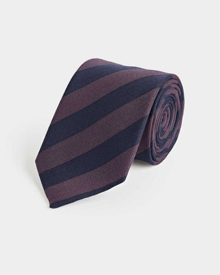 Purple Block Stripe Wool & Silk Blend Tie