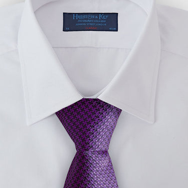 Purple & Navy Houndstooth Silk Tie